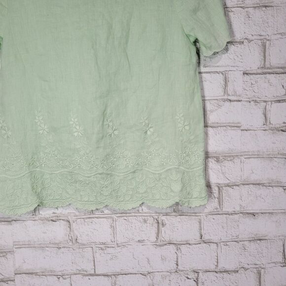 J Crew light green linen top - Picture 3 of 13